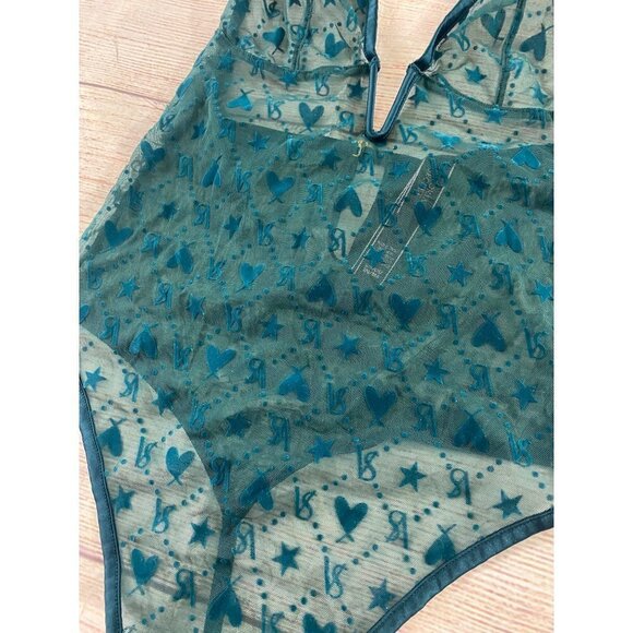 Victoria Secret Sheer Green Mesh Teddy Lingerie - Small - Picture 3 of 15